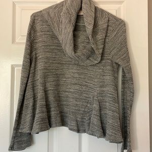 Soft, flared light grey cowl neck Anthropologie sweater